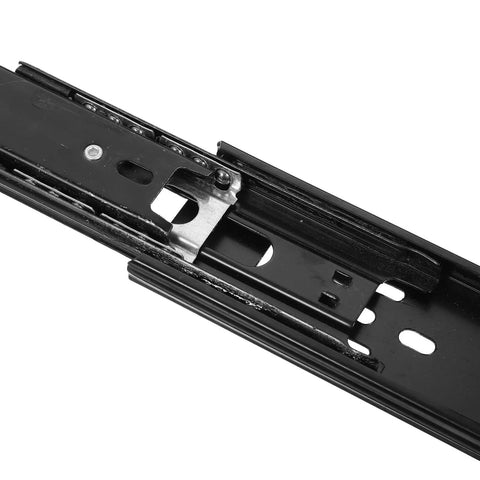 Detailed view of Four-Pack Full Extension Telescopic Drawer Slides with Ball Bearing Rails in black, 5 inch length
