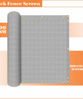 Rolled light gray balcony privacy screen for decks and patios no fuss install with 200 GSM HDPE fencing cover, breathable