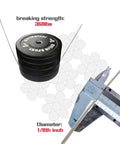 Close-up of 1/8 inch stainless steel wire rope with caliper measuring 1000 Feet Of One Eighth Inch Stainless Steel Wire Rope Aircraft Cable.