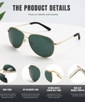 Polarized Aviator Sunglasses For Men And Women With UV Protection For Driving