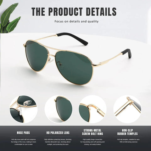 Polarized Aviator Sunglasses For Men And Women With UV Protection For Driving