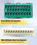 Premium Green Can Bus Star Splice Block Fuse Connector For Dodge Ram 1500 2500 3500 Jeep Wrangler Gladiator Charger Chrysler Pacifica 2015 To 2025, showing green and white connectors.