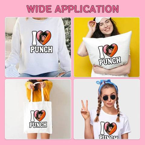 Dope Monkey Heart I Love Punchis Babys DTF Transfers Pack for T Shirts 7x7 on sweatshirt, pillow, bag, and t-shirt