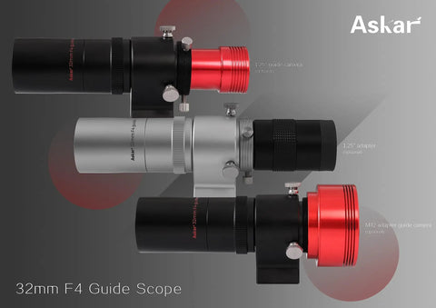 32mm F4 Guide Scope With Integrated Helical Focuser And Doublet Lens For Precise DSO Imaging, black metal construction.
