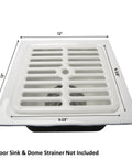Durable Cast Iron Porcelain Floor Sink Grate Top With Ceramic Surface 9 3/8 inch square by 1 1/4 inch thick on white background