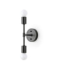 Two Light Wall Sconce For Bathroom And Hallway Sleek Modern Minimalist Vanity Lighting With Exposed Bulbs Matte Black Flush Mount In Mid Century Industrial Style