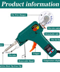 80W Soldering Gun Kit With Adjustable 180 To 520 C Temperature, LED Digital Display, detailed parts view with labels