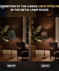Medium Modern Style Lamp Shades With Multiple Sides Tree Pattern Metal Spider Lampshade For Table Lamps And Floor Lights, light effects displayed.