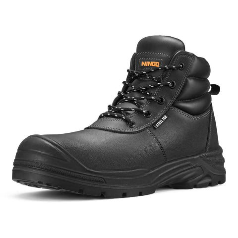 Men's Steel Toe Work Boots With Non Slip Outsole, Puncture Resistant, Breathable Lining, Electrical Hazard Protection, front view