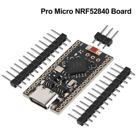 4Pcs Nrf52840 Pro Micro Development Board With Bluetooth 5.0 And Usb C Wireless Charging Module For Diy Electronics And Iot Maker Projects Featuring Arm Cortex M4F Processor With Totally Sick Performance, showing the micro board with pin headers.