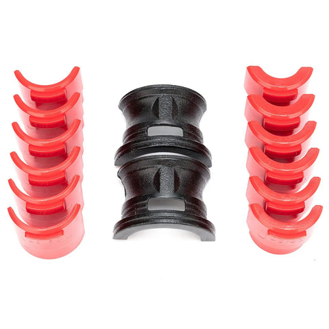 14Pc Fork Seal Driver Tool Kit For Motorcycles And Dirt Bikes 35mm Through 50mm Adapters in black and red plastic