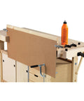3/4 Inch Duo Nordic Holdfast Pair Heavy Duty Woodworking Bench Accessory with flat MDF and clamps for secure lumber holding.