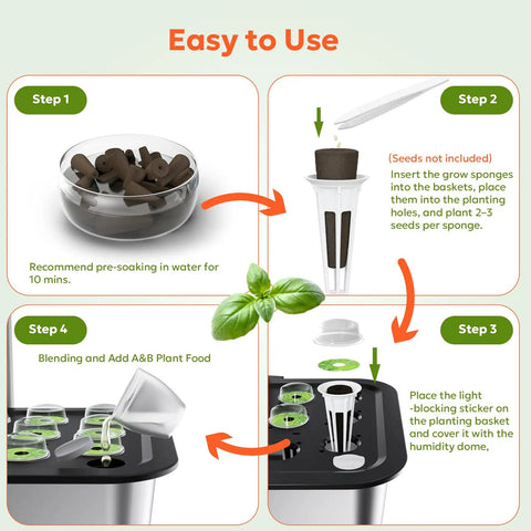 All In One Hydroponic Seed Pod Kit For Indoor Herb Garden, 165 Piece Grow Kit With 50 Sponges, 30 Baskets, 30 Germination Domes, 50 Plant Labels, 4 Nutrient A And B, 1 Tweezer And Free Stickers