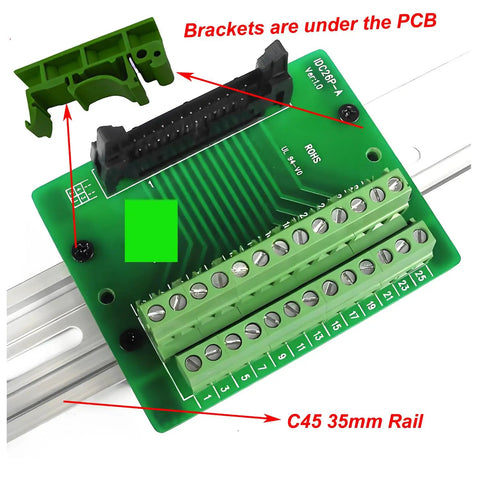 DIN Rail Mounting Kit For PCBs 35mm Snap On Adapters Clips With Screws PA66 Nylon Green Panel Brackets Fits Boards Up To 100mm
