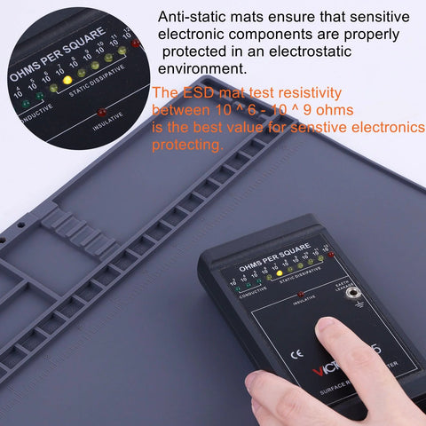 ESD anti-static work mat with grounding accessories; magnetic gray surface, 20.7 x 13.4 in.