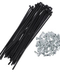 Universal Bicycle Spokes Kit 13G 127mm Length With 12x6mm Nipples Black Steel 36 Spokes And Nipples, durable 45 steel construction