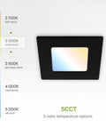 12 Pack LED Square Recessed Ceiling Lights 4 Inch Ultra Slim Canless Wafer Downlights Dimmable With 5 CCT color temperature display