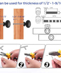 Installation diagram for 40 pack 1-1/4 inch kitchen cabinet knobs matte black zinc pulls door handles, showing screw size and fitment.