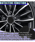 Upgrade Your Beater To A Clean Cruiser With These 4 Pack Universal Abs Snap In Wheel Center Caps Hub Covers 2 Point 13 Inches Outer Diameter 1 Point 85 Inner Fit Car Truck Suv on a stylish black alloy wheel.