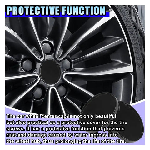 Upgrade Your Beater To A Clean Cruiser With These 4 Pack Universal Abs Snap In Wheel Center Caps Hub Covers 2 Point 13 Inches Outer Diameter 1 Point 85 Inner Fit Car Truck Suv on a stylish black alloy wheel.