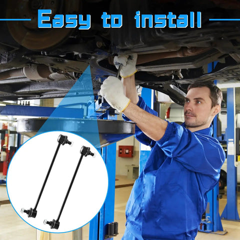 2 Pack Front Stabilizer Sway Bar Links For A Smooth Ride On Multiple Vehicles Including Dodge Caliber Avenger Chrysler 200 Sebring Lancer Outlander Mazda MPV Protege Protege5 Daewoo Leganza Nubira Replace K80258, black steel front links