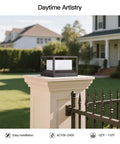 Outdoor Post Lights Hard Wired Modern 9.1 Inch Column Lights on fence post in yard