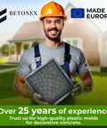 DIY Concrete Patio Paver Molds Large Cobblestone Pathmaker Mold held by worker in outdoor setting, showcasing design and durability.