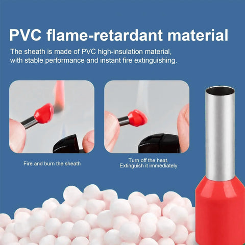 100 Pack 10 AWG Twin Wire Ferrules Red TE6014 Dual Wire Crimp Connectors flame retardant PVC sheath test