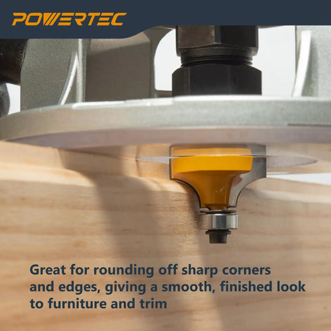 Rail Coping Sled Kit for clean, precise woodworking joints featuring a 3/8 inch radius roundover router bit on wood edge