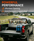 Truck with open toolbox supported by 10 Inch 40 Lb Gas Struts Set Of 2 For Truck Tool Box Heavy Duty Lift Assist Shocks OEM Direct Replacement.
