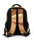 Back view of Farmhouse Lamb Print Backpack showing straps and lamb design, unisex large capacity daypack made of durable breathable polyester