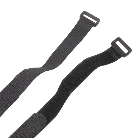 Close-up of No Tools Required 30pcs Sectional Sofa Connector Straps with hook and loop fasteners in black.
