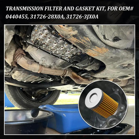 Automatic Transmission Filter Kit Plug And Play Compatible With Nissan Altima Rogue Sentra Versa Juke Kicks Maxima And Infiniti QX50 QX55 Gearbox Oil Filtration System Replacement OEM 0440455