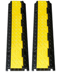 Two Pack 3 Channel Cable Ramp Protector For Wires And Hoses, Heavy Duty PVC Rubber Cord Protector Ramps on white background