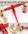 Beefed Up Heavy Duty Ratchet Load Binder Set 5/16 to 3/8 Inch Chains 5400 Lbs Working Load Drop Forged Tie Down Binders with hooks