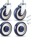 4 Pack 5 Inch Stem Caster Shopping Cart Wheels Replacement Kit With Axles And Bolts Polyurethane Stepped Tread Full Face