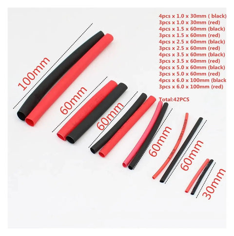 Hot Deal On This Slick 42 Piece Black And Red Heat Shrink Tubing Kit For Wrapping Wires Fast With Durable Self Adhesive Insulation Sleeves That Get The Job Done Super Smooth., 42pc black red heat shrink tubing sleeves, 30mm to 100mm