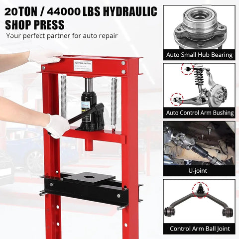 20 Ton Hydraulic Press Heavy Duty Adjustable H Frame Garage Floor Shop Press with stamping plates for auto repair use