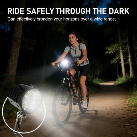 Ebike LED Headlight With Built In Horn For Night Riding All In One Front Light Universal 24V To 52V 4 Light Modes 3 Pin Connector Waterproof Bicycle Light For E Bikes And Scooters