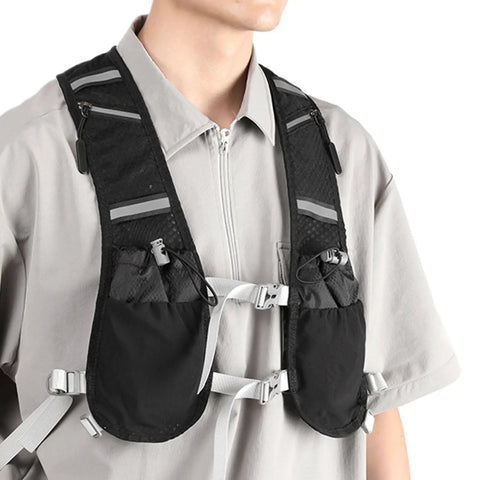 Hydration Running Vest With Two 500ml Bottle Holders, Lightweight Breathable Trail Pack For Men Women, Reflective Safety Stripes