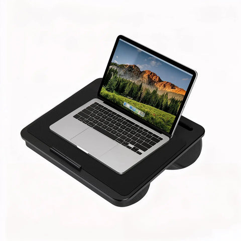 Premium Leather Desk Pad Mat Non Slip Blotter Desk Protector For Office And Home 17 By 12 Inches with laptop on lap desk