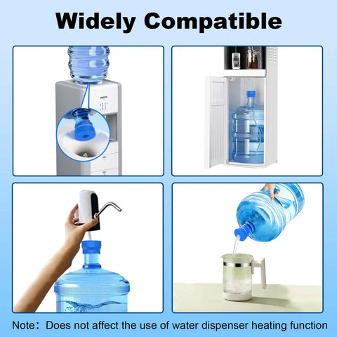 Image showing Leak Free Water Jug Cap 6 Pack For 3 And 5 Gallon Jugs, demonstrating compatibility with water dispensers and easy pouring.