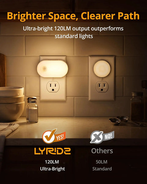 Plug In Night Light With Motion Sensor, Stepless Brightness From 1 To 120 Lumens, Dimmable LED Nightlights in kitchen comparison