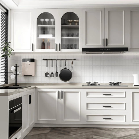 Kitchen with 10 Pack Matte Black Cabinet Handles For Kitchen And Bathroom Renovations With 3 Inch Center To Center Hole Spacing 76mm
