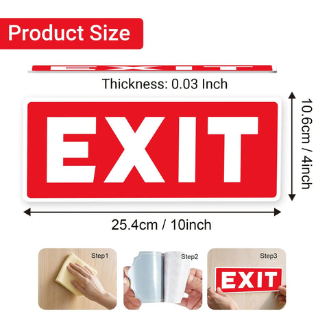Red Exit Sign Stickers, 2 Pack, 10x4 Inches, Durable Vinyl Laminated For UV, Weatherproof And Fade-Resistant, Indoor And Outdoor Use