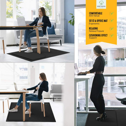 Anti Fatigue Standing Desk Mat For Hardwood Floors With Cushioned Foam Foot Support 48 By 36 Inch Desk Chair Mat in office use