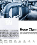 160Pcs 304 Stainless Steel Spring Clips Hose Clamps Set In Eight Sizes 6.5 To 18 Millimeter for Fuel Petrol Pipe Hose Cable Clamps