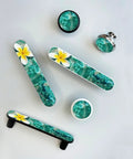 Coastal Cabinet Pulls Set Of Four 3-3/4 Inch Center To Center Drawer Handles White Base With Ocean Themed Seashells, Starfish And Coral Artwork