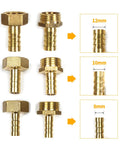 Three brass nozzles and shims for Water Flow Sensor Switch HT-30 CO2 Laser Protection, with sizes 12mm, 10mm, 8mm detailed.