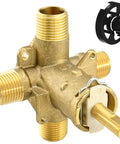 Rock Solid Brass Shower Valve Replacement For Posi Temp Plumbing Fixtures Including 1222 Cartridge Straight Swap Fit Rugged Valve Body faced view with fittings.
